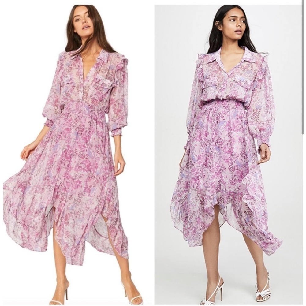 Misa Los Angeles Kaiya Dress in Lilac Floral Purple Midi Size Small - Picture 3 of 9